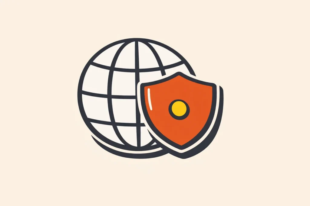Globe med orange shield som illustrerar Anjouans licensmodell som marknadskraft 2026