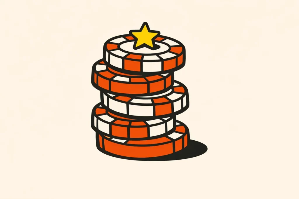 Chip-stack med star-glyf som representerar uppstartsbonus-strukturen hos nya operatörer